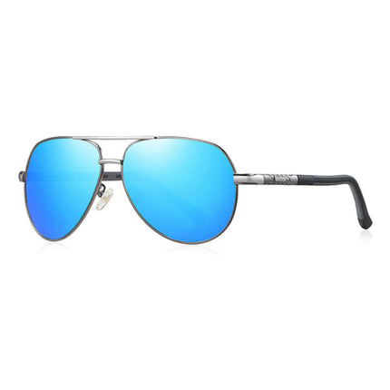 Vintage Shades Zonnebril - Roestvrij Staal Legering Pilotenbril met UV400 en Polarisatie Filter voor Mannen - Blauw
