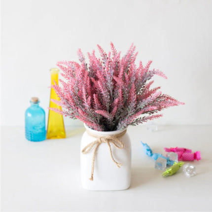 Kunst Boeket met Vaas - Lavendel Plastic Bloemen Luxe Boeketten Decor Ornament Rood