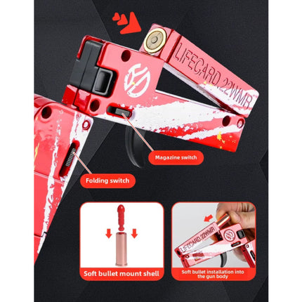 Lifecard Vouwbaar Soft Bullet Pistool - Speelgoed Shell Geweer - Zwart Grijs Rood
