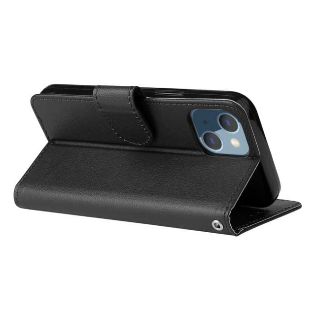iPhone 12 Flip Case Portefeuille PU Leer - Wallet Cover Hoesje Zwart