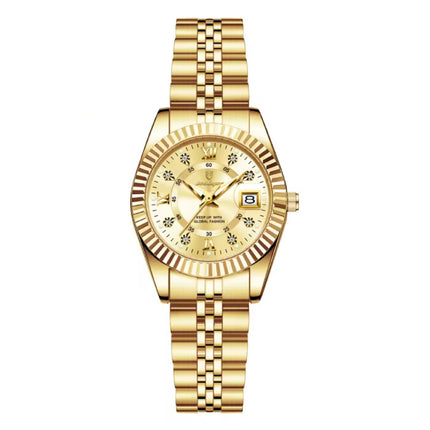 Luxe Elegant Horloge voor Dames - Modieus Kwarts Uurwerk Roestvrij Staal - Goud