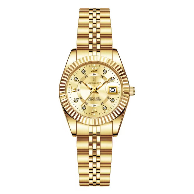 Luxe Elegant Horloge voor Dames - Modieus Kwarts Uurwerk Roestvrij Staal - Goud