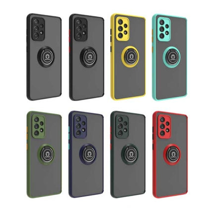 Samsung Galaxy S21 FE Hoesje met Ring Kickstand en Magneet - Schokbestendige Cover Case Rood