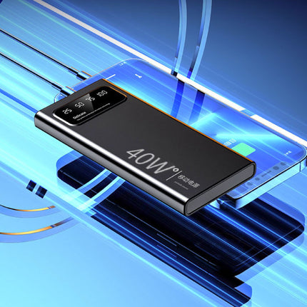 20.000mAh Mini Powerbank  met LED Display - 40W Noodaccu Batterij Oplader Zwart