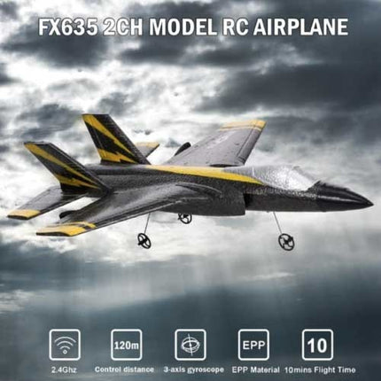FX-635 RC Fighter Jet Glider met Afstandsbediening - Bestuurbaar Speelgoed Model Vliegtuig Zwart