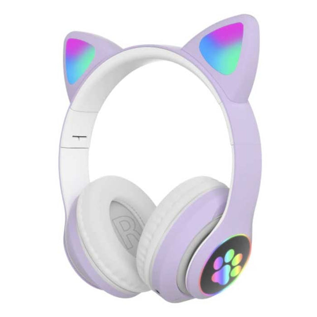 Draadloze Koptelefoon met Kattenoren - Kitty Headset Wireless Headphones Stereo Paars