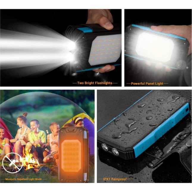 26800mAh Draagbare Solar Powerbank 4 Zonnepanelen - Flexibele Zonne-energie Batterij Oplader 7.5W Zon Zwart