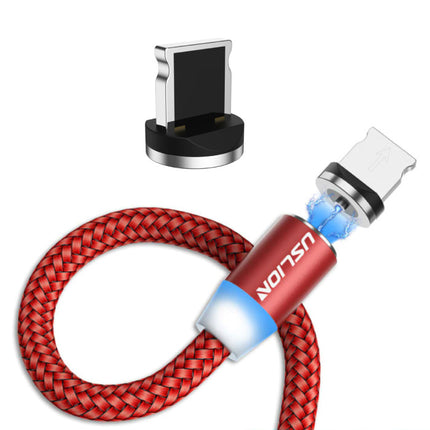iPhone Lightning Magnetische Oplaadkabel 1 Meter - Gevlochten Nylon Oplader Data Kabel Android Rood