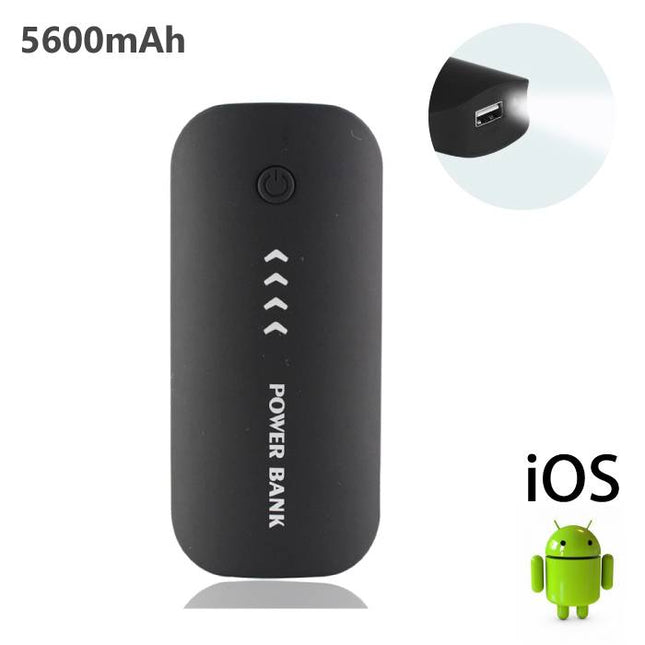 Externe 5600mAh Powerbank Noodaccu Batterij Oplader Zwart