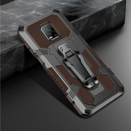 Xiaomi Redmi 9A Hoesje  - Magnetisch Shockproof Case Cover Cas TPU Bruin + Kickstand