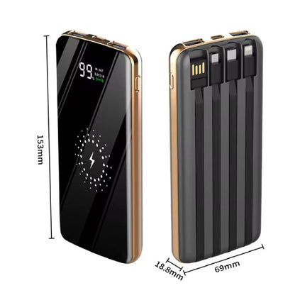 20.000mAh Qi Powerbank met 2 Oplaadpoorten en 4 Kabels - Externe Accu Batterij Oplader - Groen