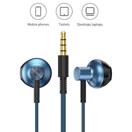 H19 Oordopjes met Microfoon en Controls - 3.5mm AUX Oortjes Volumebeheer Wired Earphones Oortelefoon Rood