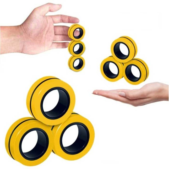 3-Pack Magnetische Ring Fidget Spinner - Anti Stress Hand Draaier Speelgoed Toy Geel