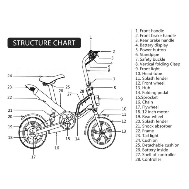 Vouwbare Elektrische Fiets - Off-Road Smart E Bike - 250W - 6.6 Ah Batterij - Wit