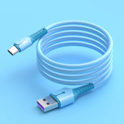 Vloeibare Siliconen Oplaadkabel voor USB-C - 5A Datakabel 1.5 Meter Oplader Kabel Blauw