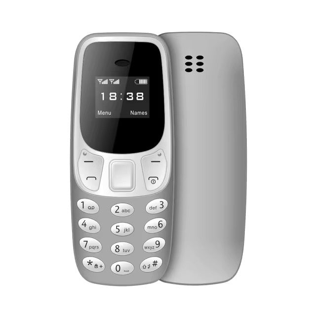 BM10 Mini Telefoon - 0.66 inch HD Scherm - Dual SIM - Dumphone GSM - Grijs