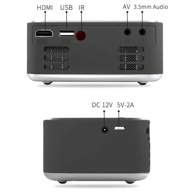 T20 LED Projector - Mini Beamer Home Media Speler Zwart