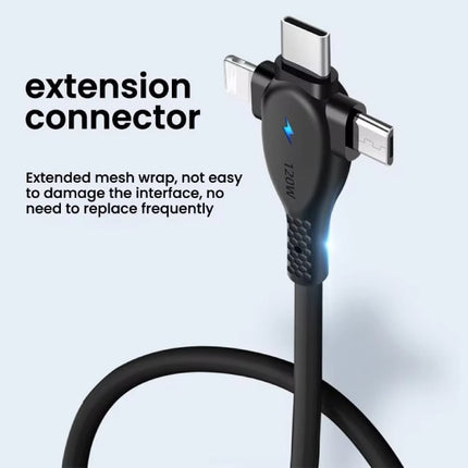 3 in 1 USB Oplaadkabel - iPhone Lightning / USB-C / Micro-USB - 1.5 Meter Oplader Data Kabel - Wit