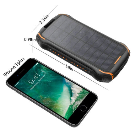 Solar Powerbank met 3 Poorten 26.800mAh - Ingebouwde Zaklamp - Externe Noodaccu Batterij Oplader Charger Zon Blauw