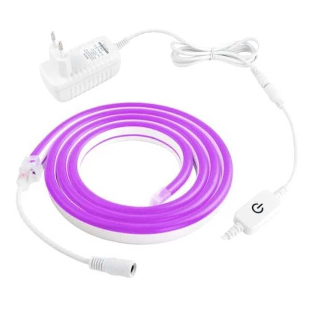 Neon LED Strip 4 Meter - Flexibele Verlichting Tube met Stekker Adapter 12V en Aan/Uit-Schakelaar Waterdicht Paars