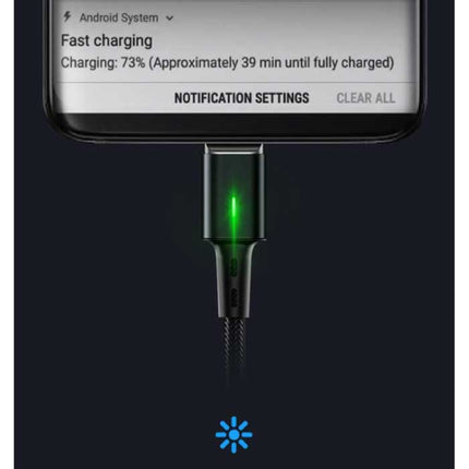 Micro-USB Magnetische Oplaadkabel 2 Meter met LED Lampje - 3A Fast Charging Gevlochten Nylon Oplader Data Kabel Android Grijs