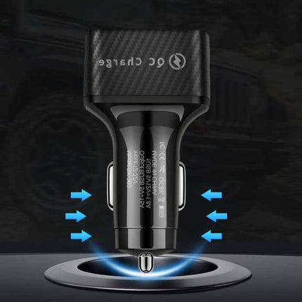 45W Autolader met 6 Poorten  - Quick Charge 3.0 / 3.1A - Fast Charge Oplader Auto Lader Zwart