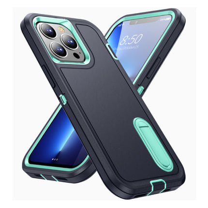 iPhone 14 Pro Max Armor Hoesje met Kickstand - Shockproof Cover Case Navy