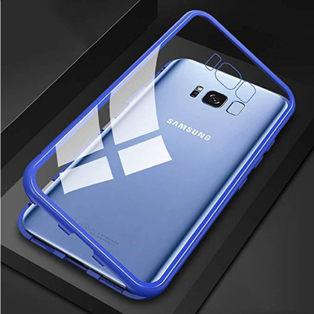 Samsung Galaxy S8 Magnetisch 360° Hoesje met Tempered Glass - Full Body Cover Hoesje + Screenprotector Blauw