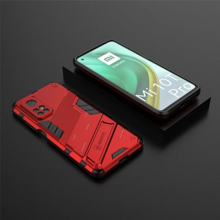 Xiaomi Mi 10T Pro Hoesje met Kickstand - Shockproof Armor Case Cover TPU Rood