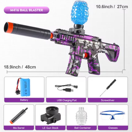 Gel Ball Blaster - M416 Model Speelgoed Soft Shell Foam Shooter - Paars