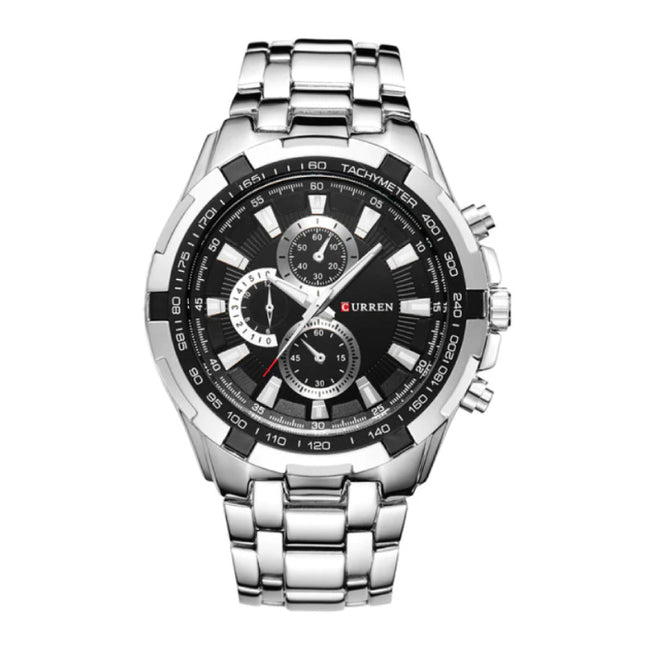 Staal Horloge voor Heren - Leren Bandje Anoloog Luxe Uurwerk voor Mannen Kwarts