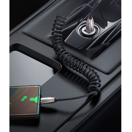 USB-C Gekrulde Spiraal Oplaadkabel Datakabel 1 Meter Oplader Zwart