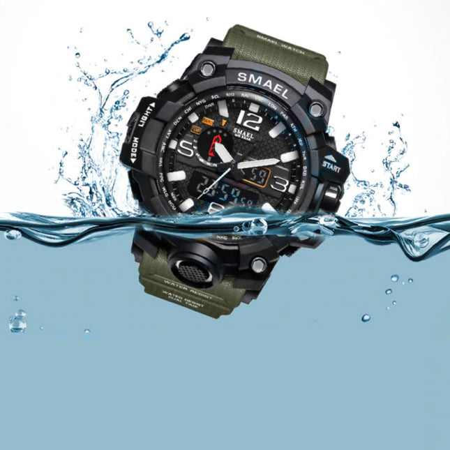  Militair Duik Horloge voor Heren - Rubber Bandje Kwarts Uurwerk Analoog Digitaal voor Mannen Rood