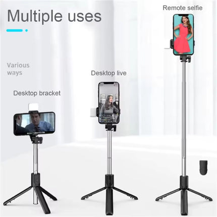 Intrekbare Selfie Stick - Smartphone Vlog Tripod Statief Selfiestick - Roze