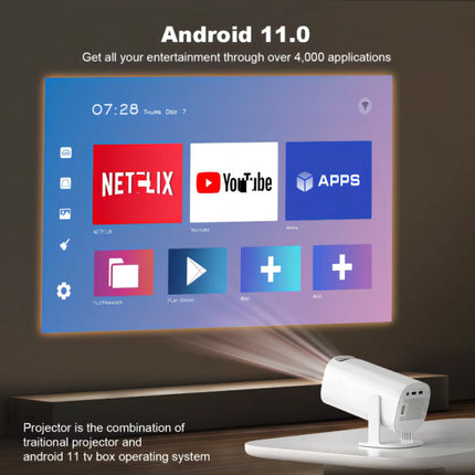 S40 Max Projector - 8000 Lumen - Android 11 Screen Mirroring Beamer Home Media Speler - Wit