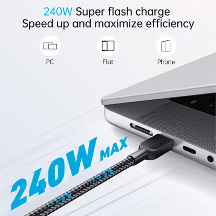 USB-C naar USB-C Oplaadkabel - 240W Type C Datakabel 90 cm Oplader Kabel - Wit