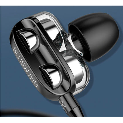 Dual Driver Oordopjes AUX 3.5mm - Oortjes Wired Earphones Oortelefoon Zwart