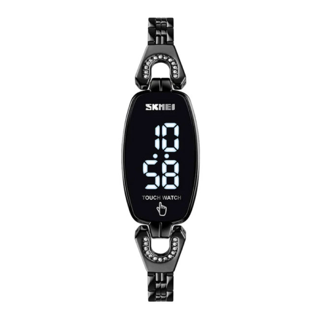 Diamant Horloge voor Vrouwen - Digitaal LED Uurwerk Touch Screen Waterdicht Zwart