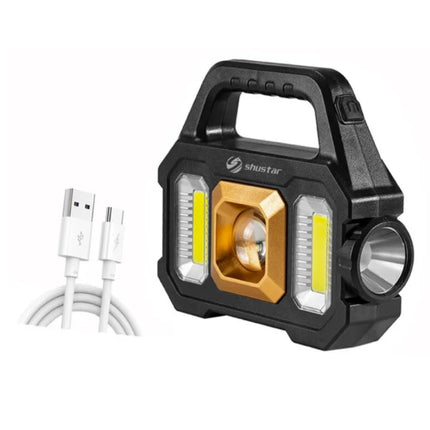 Solar Torch LED Zaklamp - USB Oplaadbaar Sterk Licht Kamperen - 2400 Lumen COB - Goud
