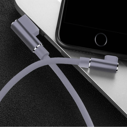 iPhone Lightning Oplaadkabel 90° - 2 Meter - Gevlochten Nylon Oplader Data Kabel Android Grijs