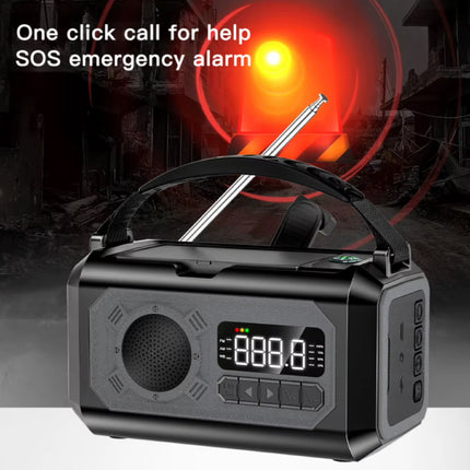12000mAh Radio Powerbank op Zonne-energie met Dynamo - Ingebouwde Zaklamp - Batterij Oplader Noodradio Ontvanger - Oranje