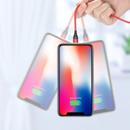 iPhone Lightning Magnetische Oplaadkabel 2 Meter - Gevlochten Nylon Oplader Data Kabel Android Zilver