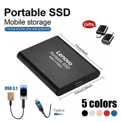 Externe SSD Kaart - USB Harde Schijf - 4 TB - Geheugen Kaart voor PC / Laptop - Blauw