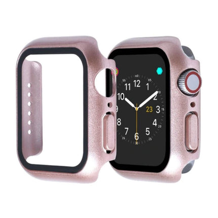 Full Cover voor iWatch Series 40mm - Hoesje en Screen Protector - Tempered Glass Hard Case TPU Rose Gold