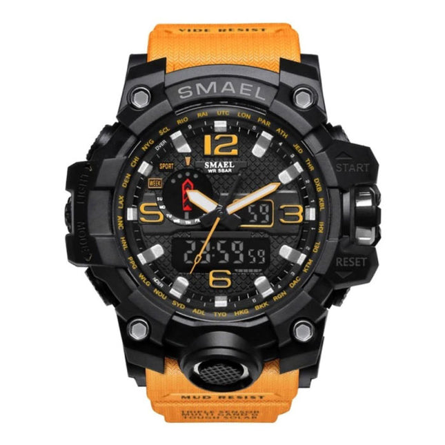  Militair Duik Horloge voor Heren - Rubber Bandje Kwarts Uurwerk Analoog Digitaal voor Mannen Oranje