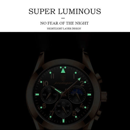 Roestvrij Staal Horloge voor Heren - Lichtgevend Luxe Uurwerk Waterdicht Kwarts Zwart