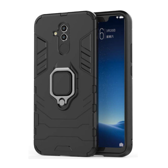 Huawei Mate 20 Lite Hoesje  - Magnetisch Shockproof Case Cover Cas TPU Zwart + Kickstand