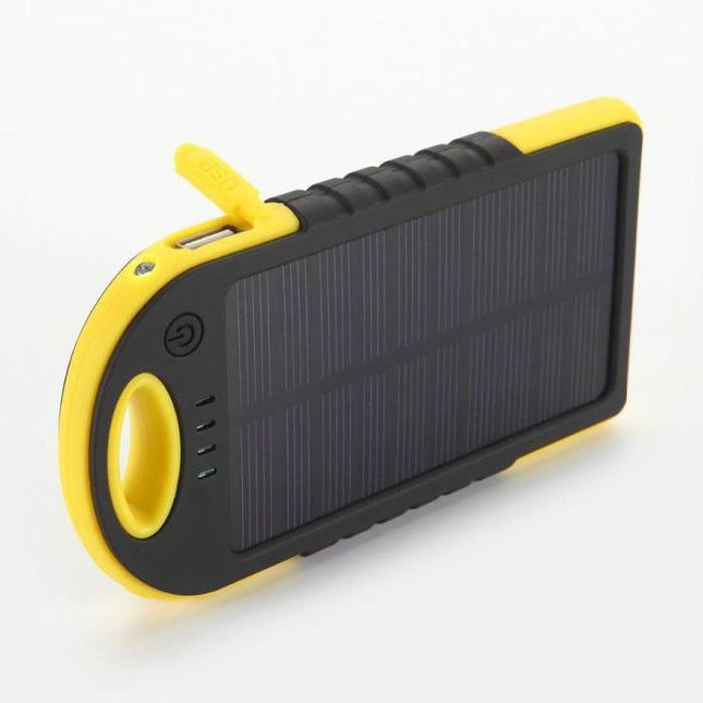 Externe 5000mAh Solar Charger Powerbank Zonnepaneel Noodaccu Batterij Oplader Zon Geel