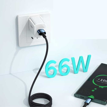 USB-C Oplaadkabel 2 Meter - 66W Power Delivery - Gevlochten Nylon Oplader Data Kabel Zwart