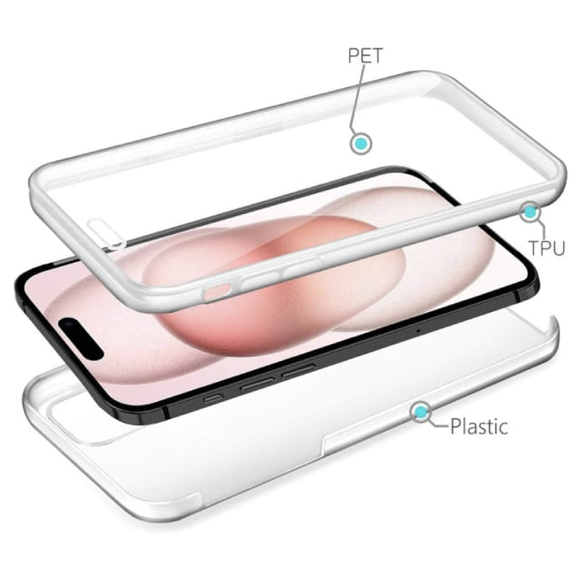 iPhone 15 Pro Max Full Body Hoesje - 360° Transparant Voorkant Achterkant Silicone Cover